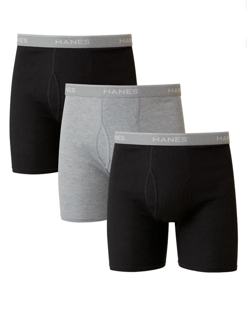 Hanes Men's 3-Pack Boxer Briefs Size Large Black Gray SOFT
